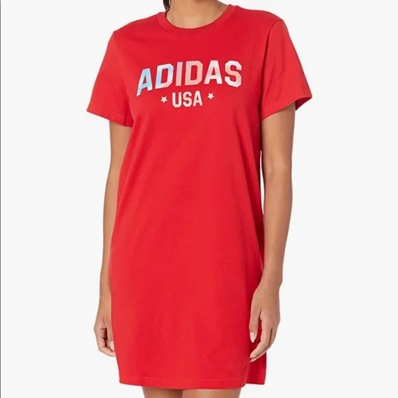 red adidas t shirt dress adidas Americana Tee Women's Dress Scarlet : MD